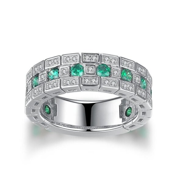 ❤925 Silver Plated Exclusive Green CZ Ring for Women, MARR9289 - Picture 2 of 4